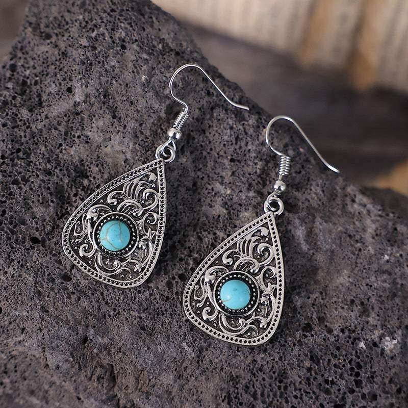 Wholesale Teardrop Turquoise Alloy Earrings